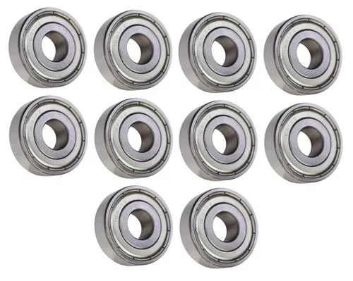 (10 Each) 1621-ZZ Shielded Radial Ball Bearing 1/2 ID X 1-3/8 OD X 7/16 Wide