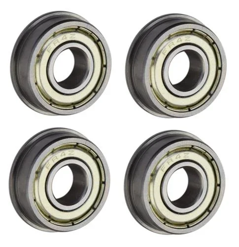 (4 Pack) FR4-ZZ Flanged Shielded Radial Ball Bearing 1/4 ID X 5/8 OD X 0.196″ W
