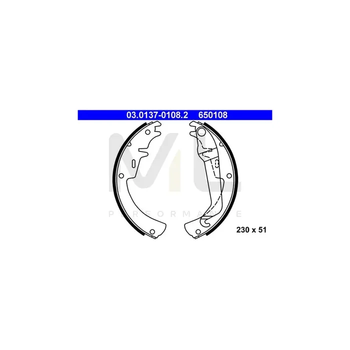 ATE 03.0137-0108.2 Brake Shoe Set with lever