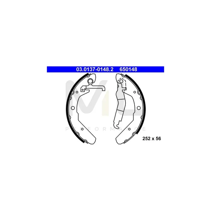 ATE 03.0137-0148.2 Brake Shoe Set for VW TRANSPORTER with lever