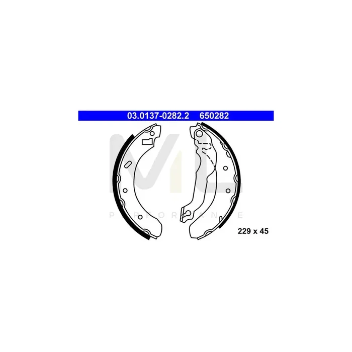 ATE 03.0137-0282.2 Brake Shoe Set for FORD ESCORT with lever