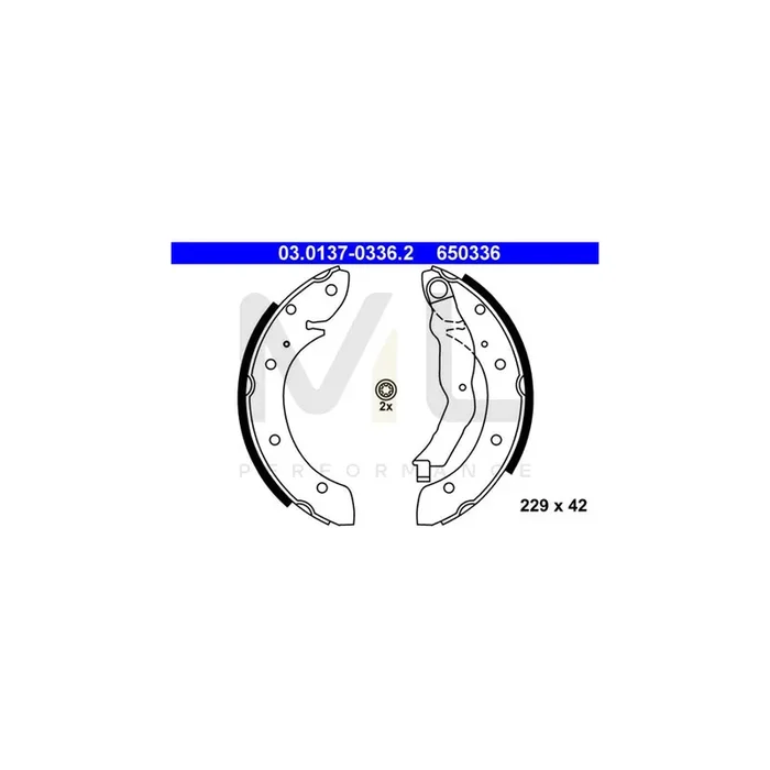ATE 03.0137-0336.2 Brake Shoe Set with lever