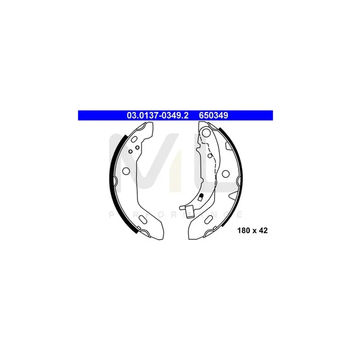 ATE 03.0137-0349.2 Brake Shoe Set suitable for MERCEDES-BENZ A-Class (W168) with lever