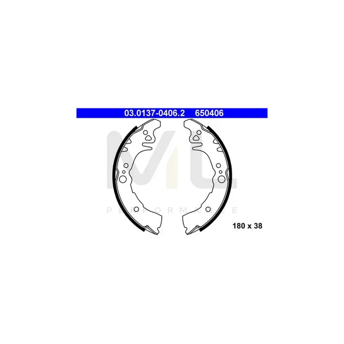 ATE 03.0137-0406.2 Brake Shoe Set without lever