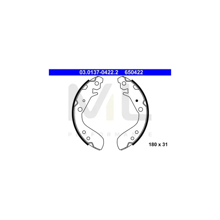 ATE 03.0137-0422.2 Brake Shoe Set for HONDA Jazz Hatchback (GD, GE3, GE2) without lever