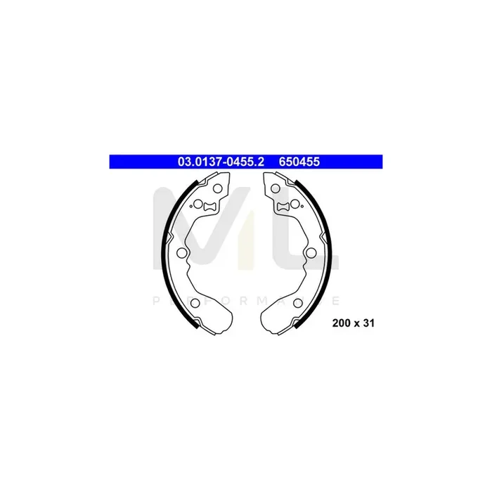 ATE 03.0137-0455.2 Brake Shoe Set for KIA RIO without lever
