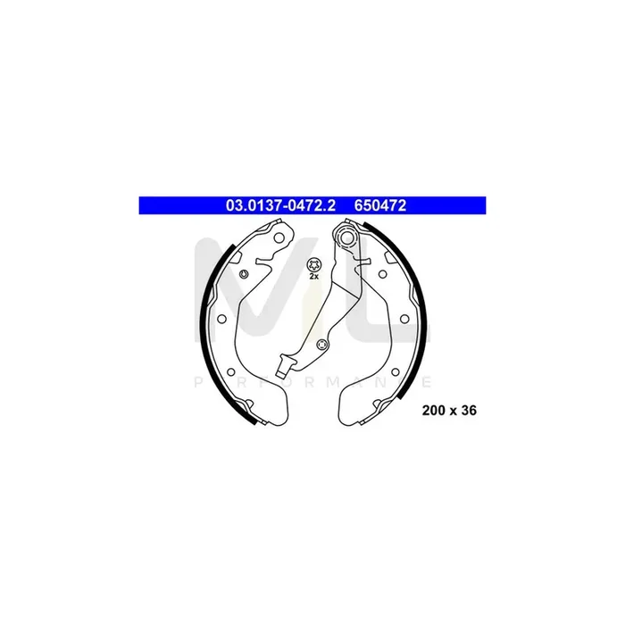 ATE 03.0137-0472.2 Brake Shoe Set with lever