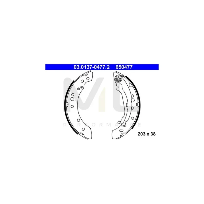 ATE 03.0137-0477.2 Brake Shoe Set with lever