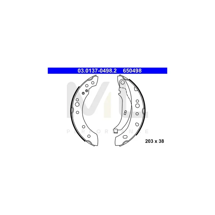 ATE 03.0137-0498.2 Brake Shoe Set with lever