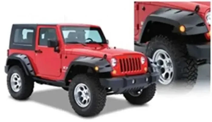 Bushwacker 07-18 Jeep Wrangler Max Pocket Style Flares 2pc Extended Coverage – Black