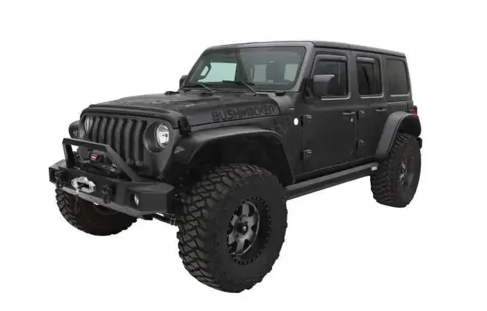 Bushwacker 2018+ Jeep Wrangler (JL) Unlimited Flat Style Flares 4pc – Black