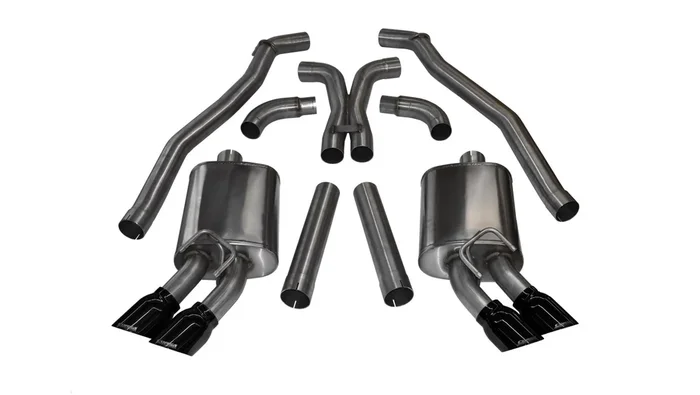 Corsa Performance 3.0in. Cat-Back Plus X-Pipe Sport Exhaust Dual Rear Exit 4.0in. Black Tips 12-15 Chevy Camaro ZL1 Coupe 6.2L V8 – 14971BLK