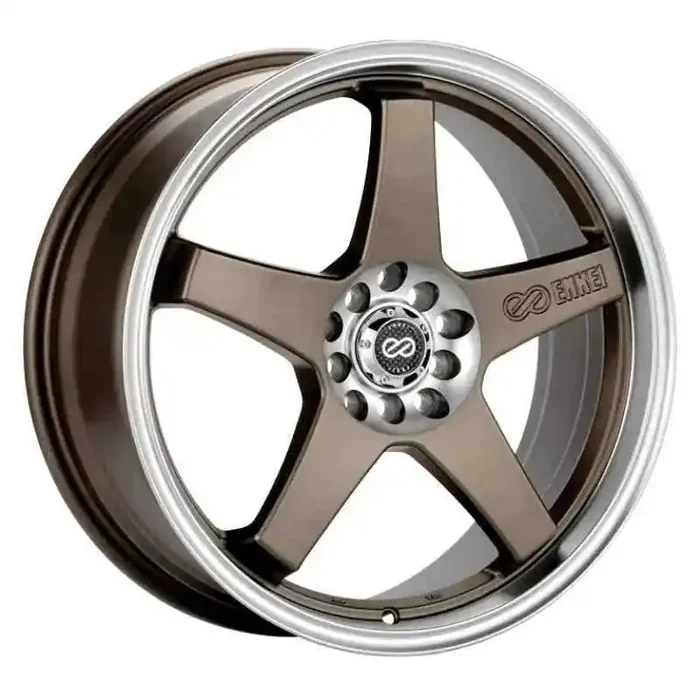 Enkei EV5 17×7 4×100/114.3 45mm Offset 72.6 Bore Diameter Matte Bronze w/ Machined Lip Wheel