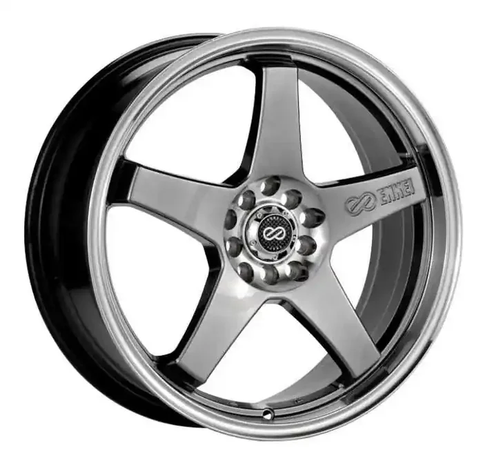 Enkei EV5 18×7.5 5×105/110 38mm Offset 72.6 Bolt Diameter Hyper Black w/ Machined Lip Wheel