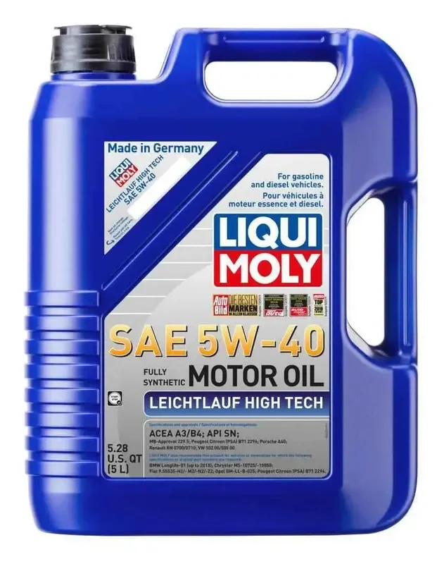 LIQUI MOLY 5L Leichtlauf (Low Friction) High Tech Motor Oil 5W40 – Case of 4