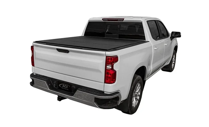LOMAX Hard Tri-Fold Cover For Chevy/GMC Colorado/Canyon, Standard Bed, Black Urethane Finish, Split Rail – B3020049