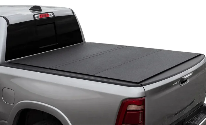 LOMAX Hard Tri-Fold Cover For Ram 1500, Short Bed, Black Urethane Finish, Single Rail – B3040039