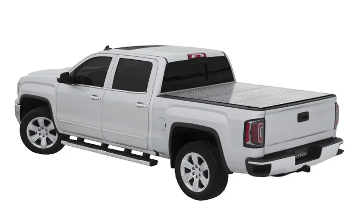 LOMAX Professional Series Tonneau Cover For Toyota Tundra, Standard Bed, Diamond Plate Finish, Split Rail – B0050069
