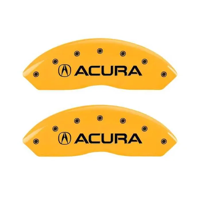 MGP 4 Caliper Covers Engraved Front & Rear Acura Yellow finish black ch