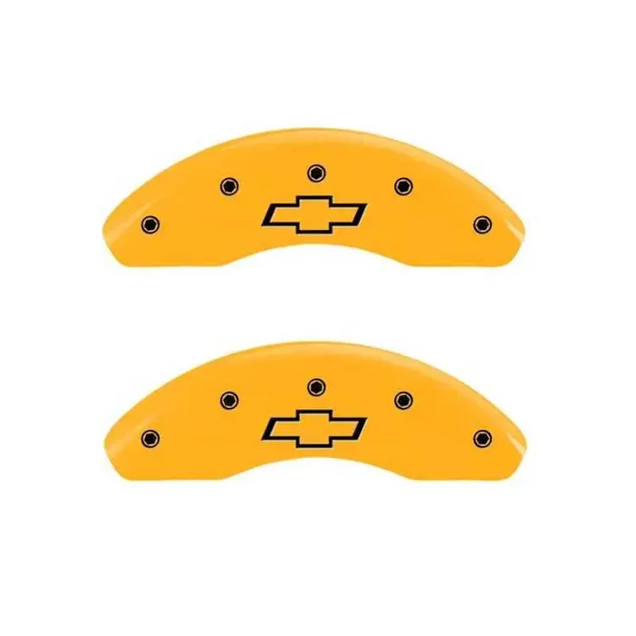 MGP 4 Caliper Covers Engraved Front & Rear Bowtie Yellow finish black ch