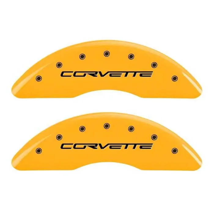 MGP 4 Caliper Covers Engraved Front & Rear C6/Corvette Yellow finish black ch