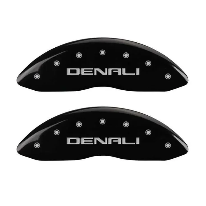 MGP 4 Caliper Covers Engraved Front & Rear Denali Black finish silver ch
