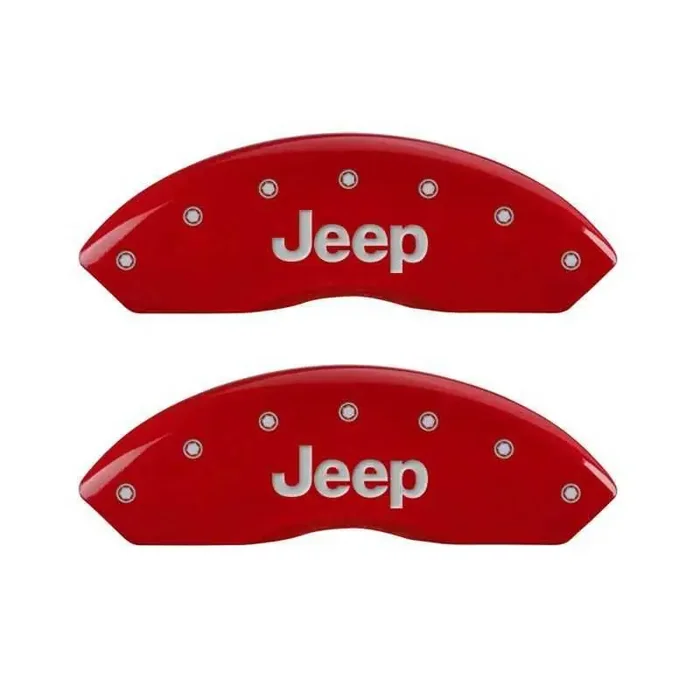 MGP 4 Caliper Covers Engraved Front & Rear JEEP Red finish silver ch