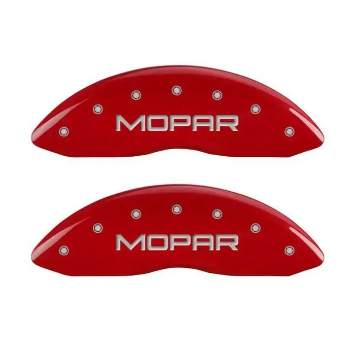 MGP 4 Caliper Covers Engraved Front & Rear MOPAR Red finish silver ch