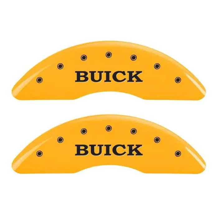 MGP 4 Caliper Covers Engraved Front Buick Engraved Rear Buick Shield Yellow finish black ch