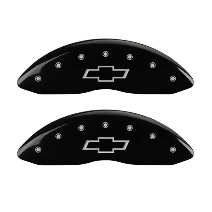 MGP Front set 2 Caliper Covers Engraved Front Bowtie Black finish silver ch