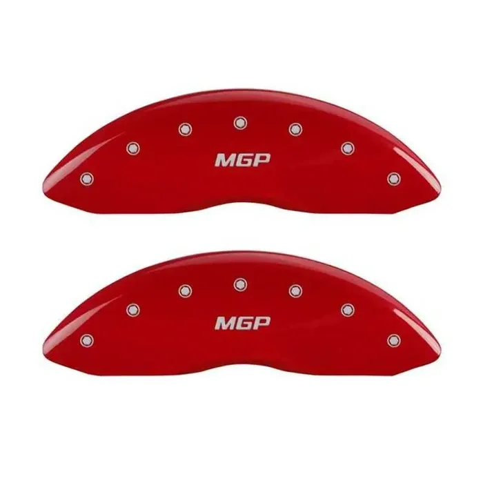 MGP Front set 2 Caliper Covers Engraved Front MGP Red finish silver ch