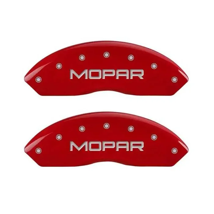 MGP Front set 2 Caliper Covers Engraved Front MOPAR Red finish silver ch