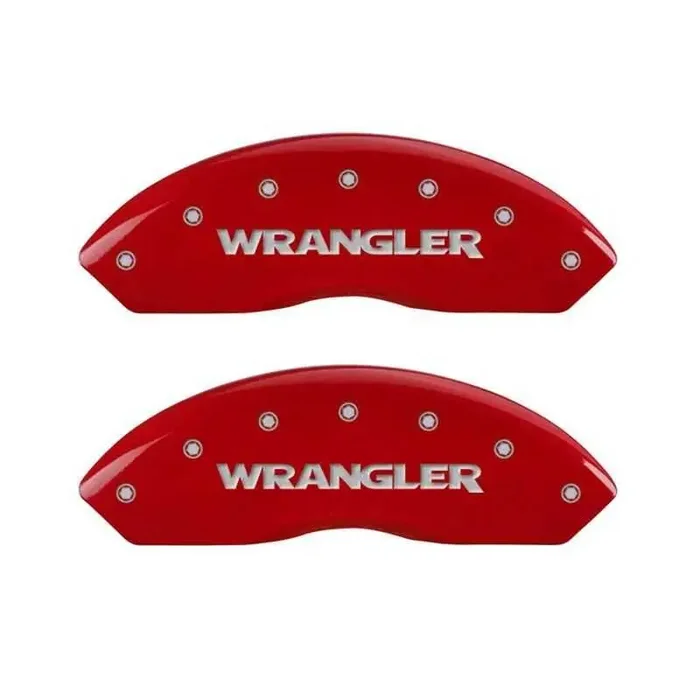 MGP Front set 2 Caliper Covers Engraved Front WRANGLER Red finish silver ch