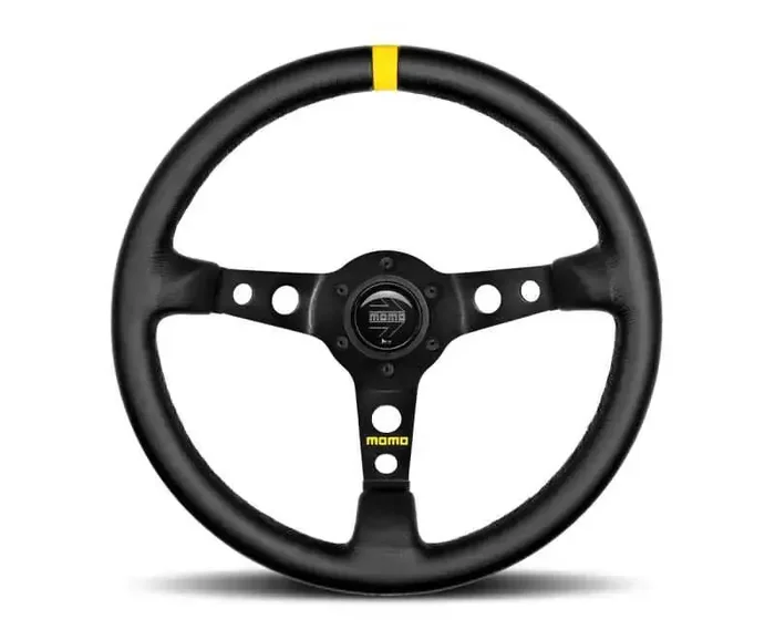 Momo MOD07 Steering Wheel 350 mm – Black Leather/Black Spokes/1 Stripe