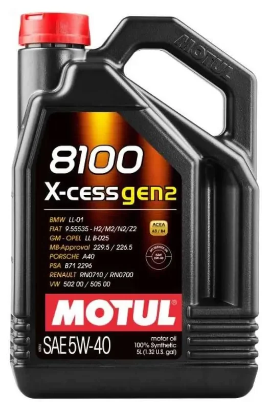 Motul 5L Synthetic Engine Oil 8100 5W40 X-CESS Gen 2 – Case of 4