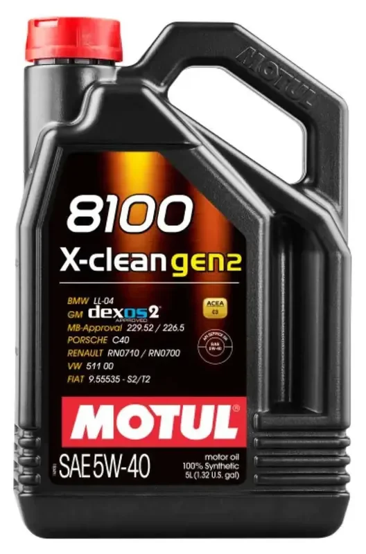 Motul 5L Synthetic Engine Oil 8100 X-CLEAN Gen 2 5W40 – Case of 4