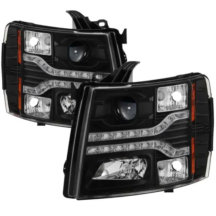 Spyder Chevy Silverado 1500 07-13 V2 Projector Headlights – LED DRL – Black PRO-YD-CS07V2-DRL-BK