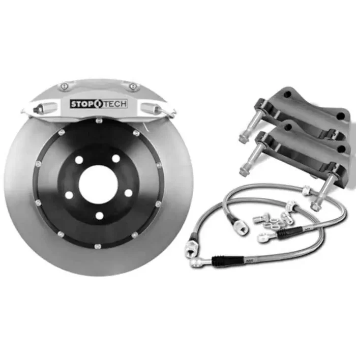 StopTech 15 Audi S3 / 15 VW Golf R Front BBK w/ Black ST-60 Caliper Zinc Slotted 380X32 2pc Rotor