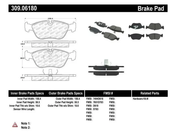 StopTech Performance 98-04 Volvo S60/98-00 S70/98-00 V70/93-97 850 Series Front Brake Pads