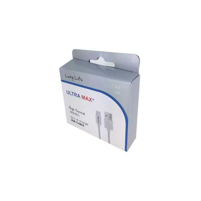 Ultramax USB To Lightning Cable 2M length (Blister of 1)
