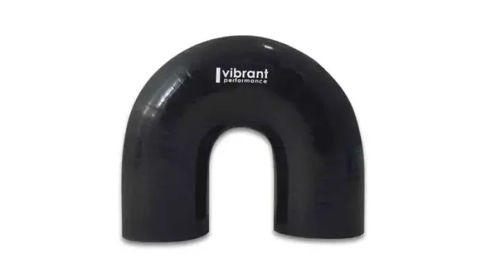 Vibrant 4 Ply Reinforced Silicone Elbow Connector – 1in ID x 5.875in Leg 180 Deg Elbow (BLACK)