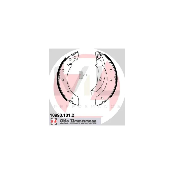 ZIMMERMANN 10990.101.2 Brake Shoe Set Photo corresponds to scope of supply, with lever