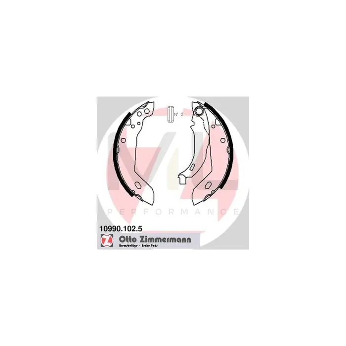 ZIMMERMANN 10990.102.5 Brake Shoe Set Photo corresponds to scope of supply, with lever