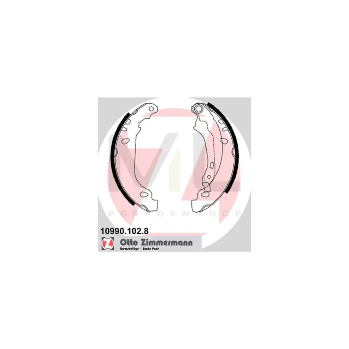 ZIMMERMANN 10990.102.8 Brake Shoe Set for PEUGEOT 206 Photo corresponds to scope of supply, with lever