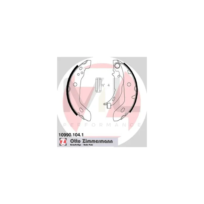 ZIMMERMANN 10990.104.1 Brake Shoe Set suitable for MERCEDES-BENZ A-Class (W168) Photo corresponds to scope of supply, with lever