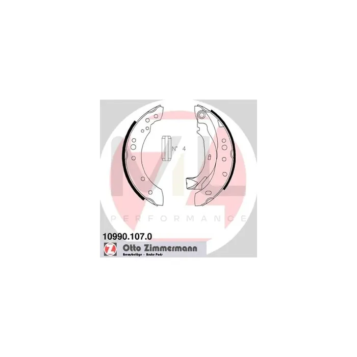 ZIMMERMANN 10990.107.0 Brake Shoe Set Photo corresponds to scope of supply, with lever