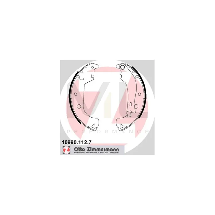 ZIMMERMANN 10990.112.7 Brake Shoe Set for FIAT DOBLO Photo corresponds to scope of supply, with lever