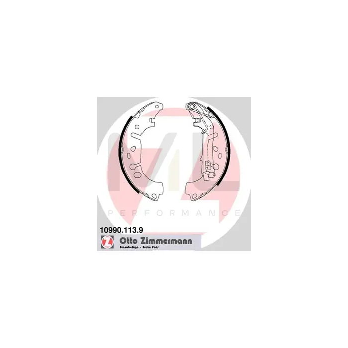 ZIMMERMANN 10990.113.9 Brake Shoe Set Photo corresponds to scope of supply, with lever, with spring