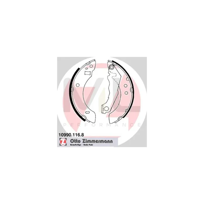 ZIMMERMANN 10990.116.8 Brake Shoe Set with lever, without accessories