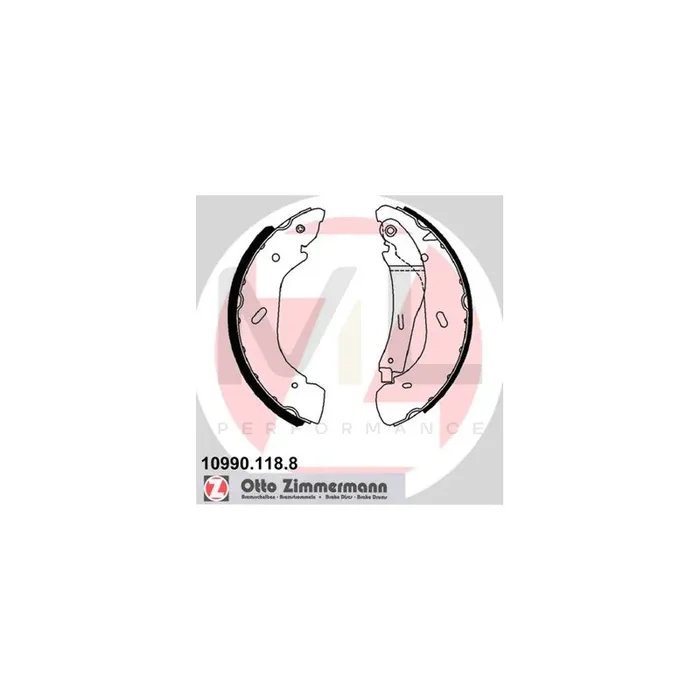 ZIMMERMANN 10990.118.8 Brake Shoe Set for FORD TRANSIT Photo corresponds to scope of supply, with lever